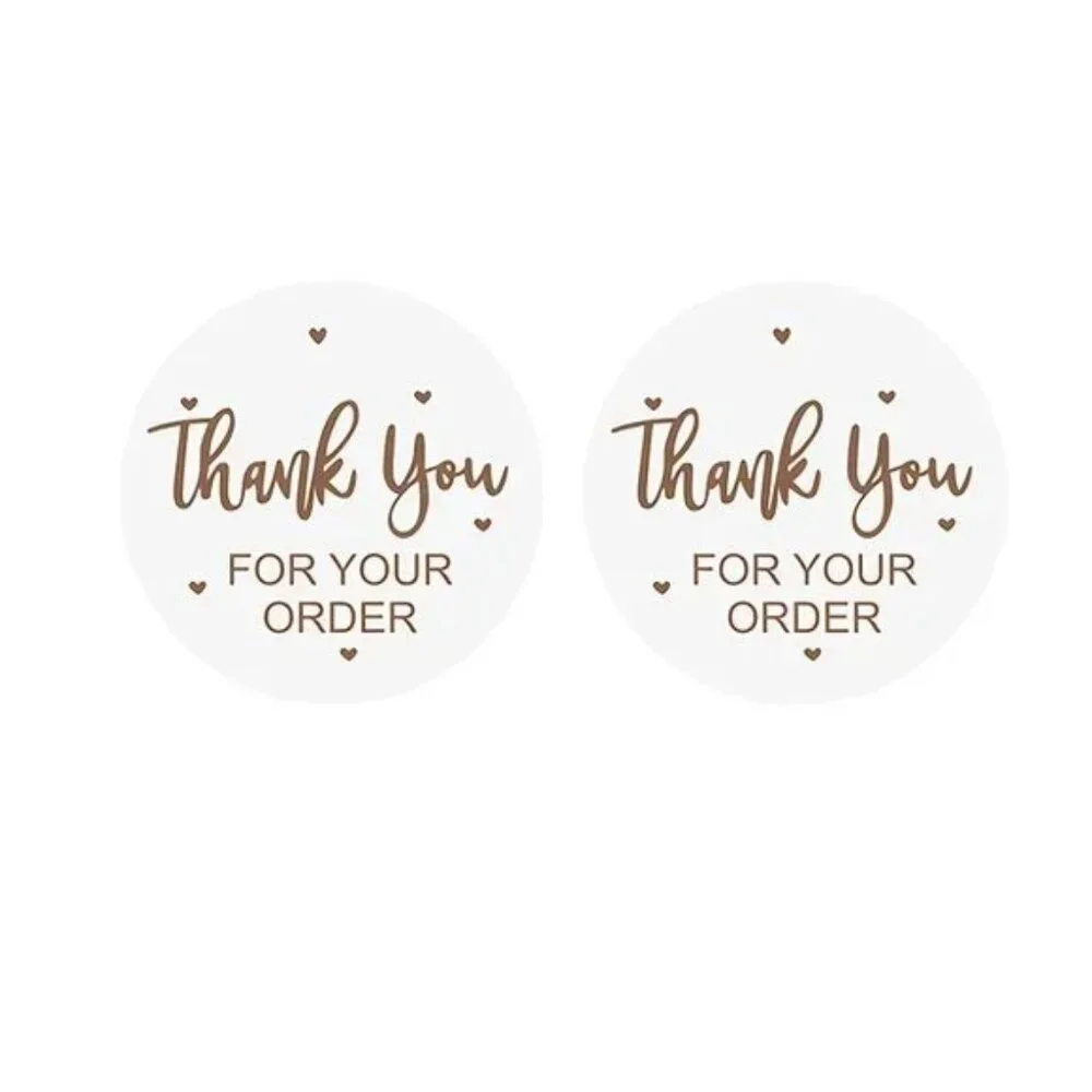 100 pcs Transparent Golden Label Thank You For Your Order, 1 inch